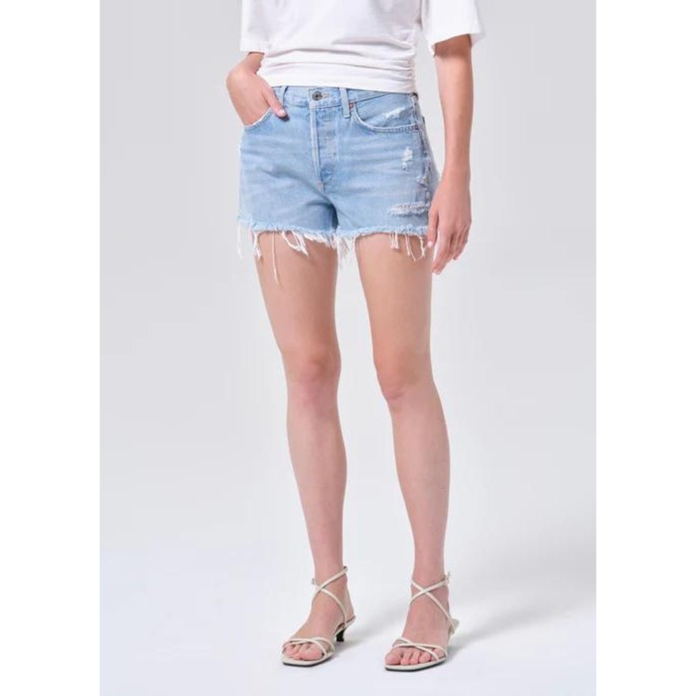 Agolde Parker Distressed Denim Shorts Blue High Rise Cut Off Women's 29